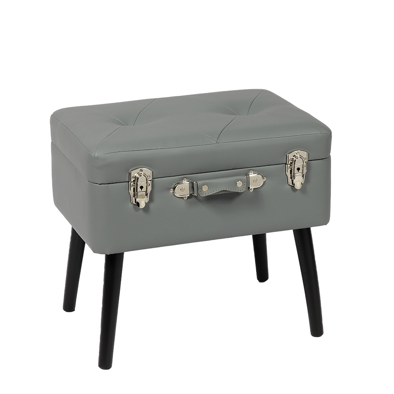 Leather PU Ottoman Stool with Storage