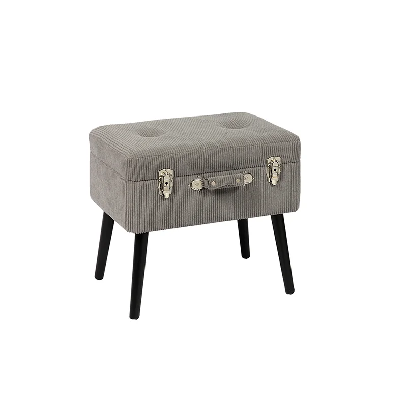 Corduroy Texture Suitcase Foot Stool Ottoman With Storage