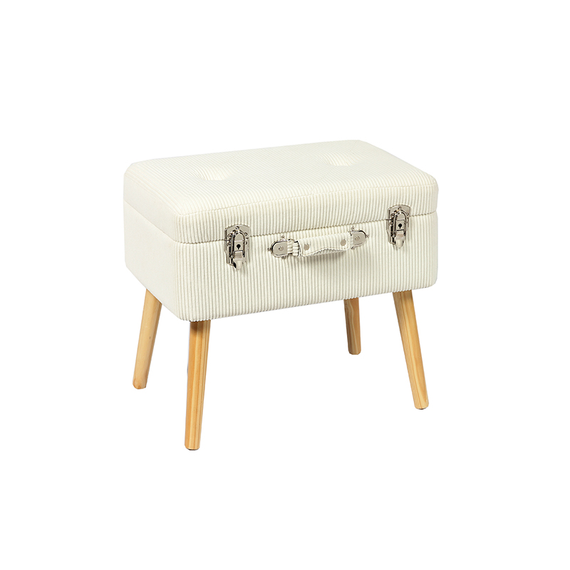 Corduroy Texture Suitcase Foot Stool Ottoman With Storage