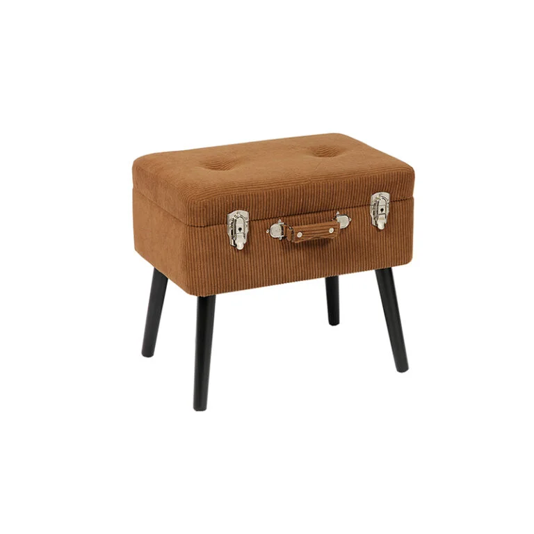 Corduroy Texture Suitcase Foot Stool Ottoman With Storage