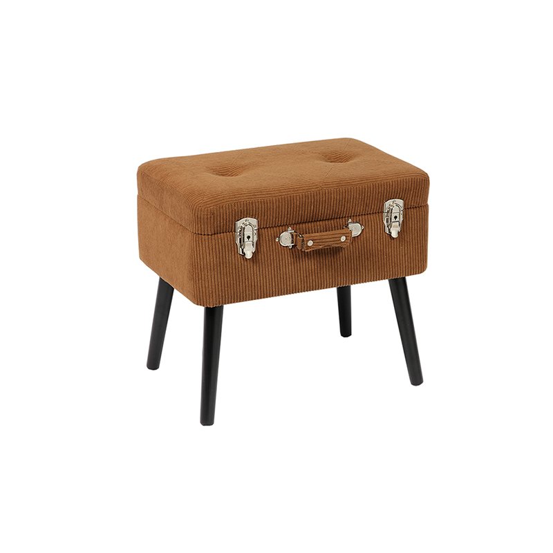 Corduroy Texture Suitcase Foot Stool Ottoman With Storage