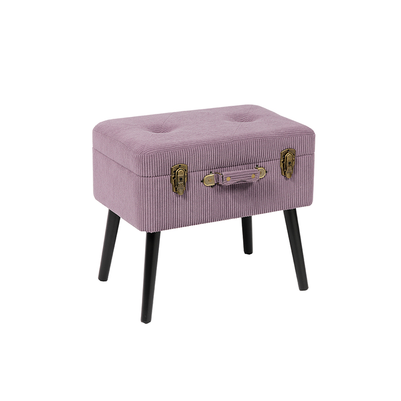 Corduroy Texture Suitcase Foot Stool Ottoman With Storage