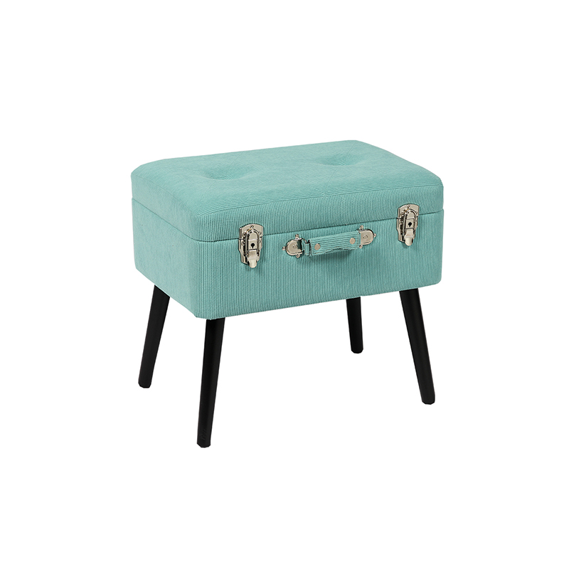 Corduroy Texture Suitcase Foot Stool Ottoman With Storage