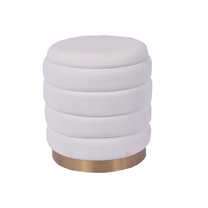 14.17'' Ivory Storage Ottoman in Boucle Channel