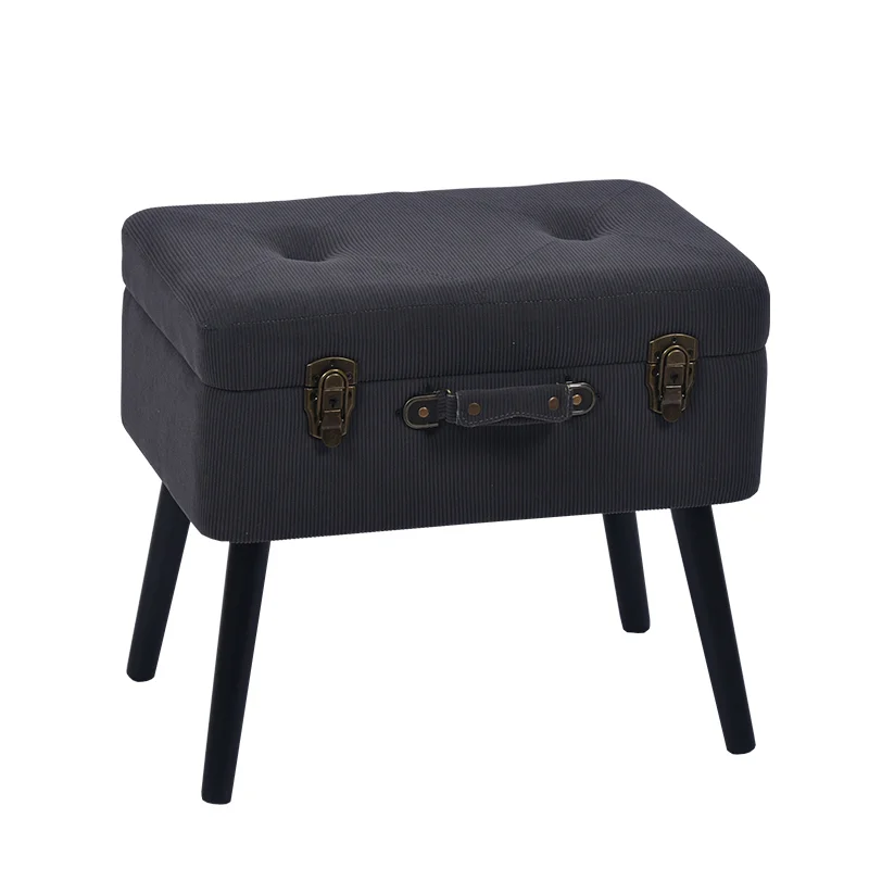 Corduroy Texture Suitcase Foot Stool Ottoman With Storage