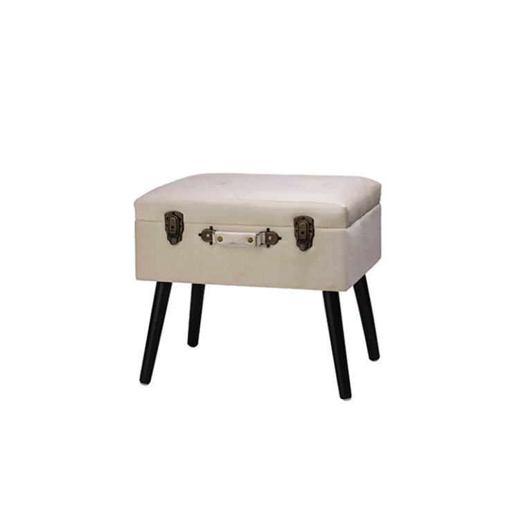 suitcase 20'' ottoman stool with Button Tufted Wood Legs