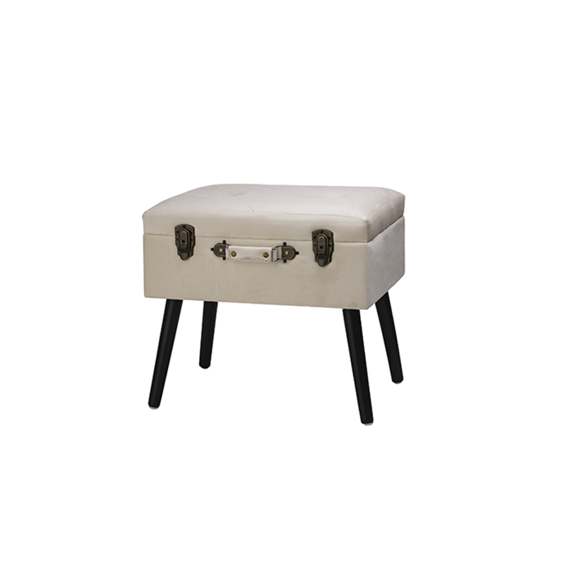 suitcase 20'' ottoman stool with Button Tufted Wood Legs