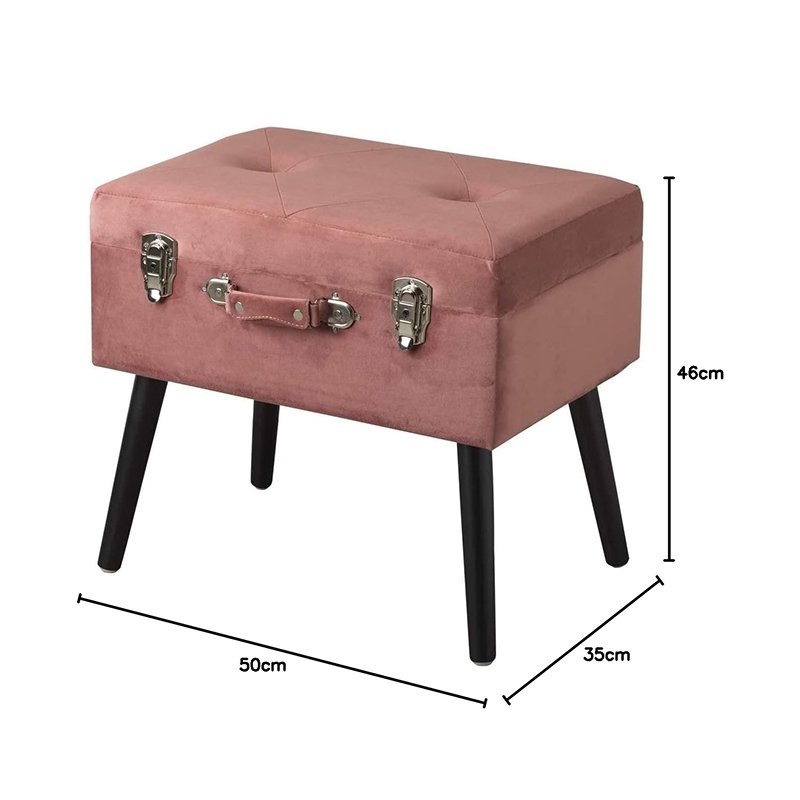 Corduroy Texture Suitcase Foot Stool Ottoman With Storage