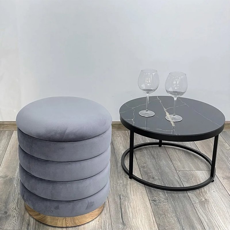 14.17'' Ivory Storage Ottoman in Boucle Channel