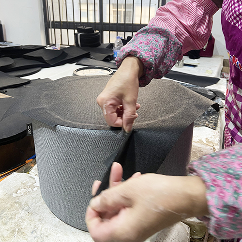custom ottoman in gray