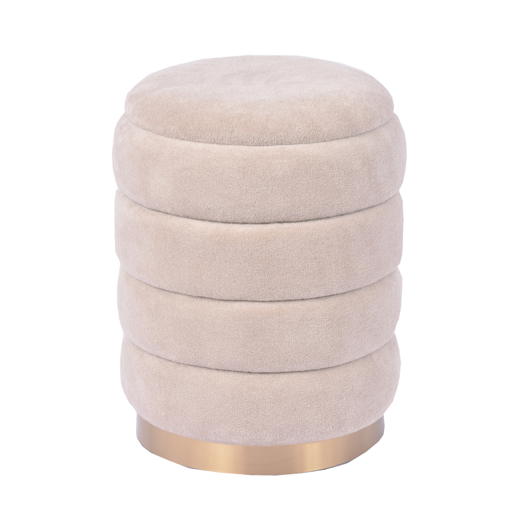 14.17'' Ivory Boucle Channel Storage Ottoman
