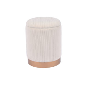 Modern Round Beige Corduroy Handmade Ottoman