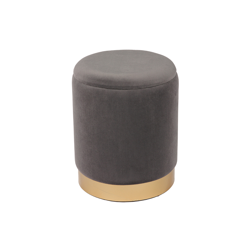 Velvet Round Storage Ottoman