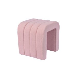 Elegant N-Shaped Pink Ottoman– 19.5”, Ideal for Vanity or Dresser Setup