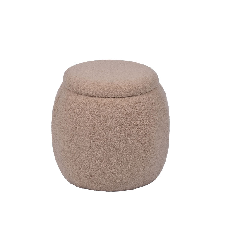 Boucle Pouf with Hidden Storage, 16.5'', Brown