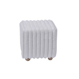 15.7‘’ Square Pouf Ottoman Soft Ribbed Faux Fur w/ Wood Ball