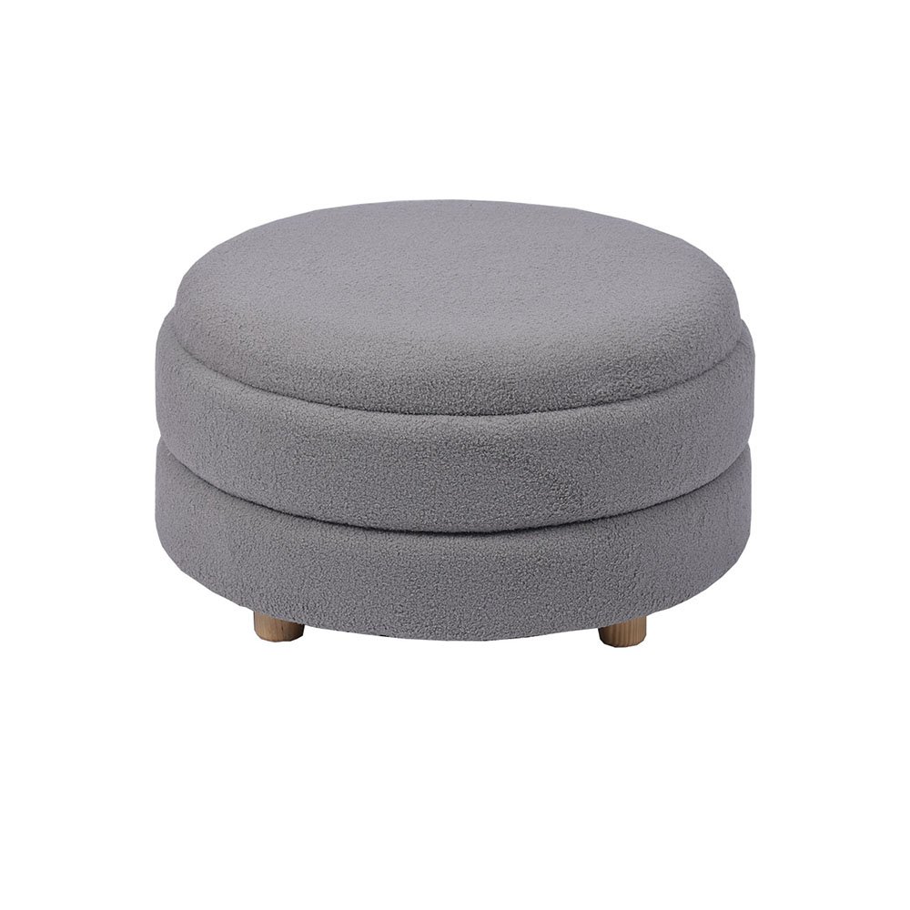 Storage Ottoman for Living Room with Wood Leg – 24.8", Oversized, Boucle Fabric