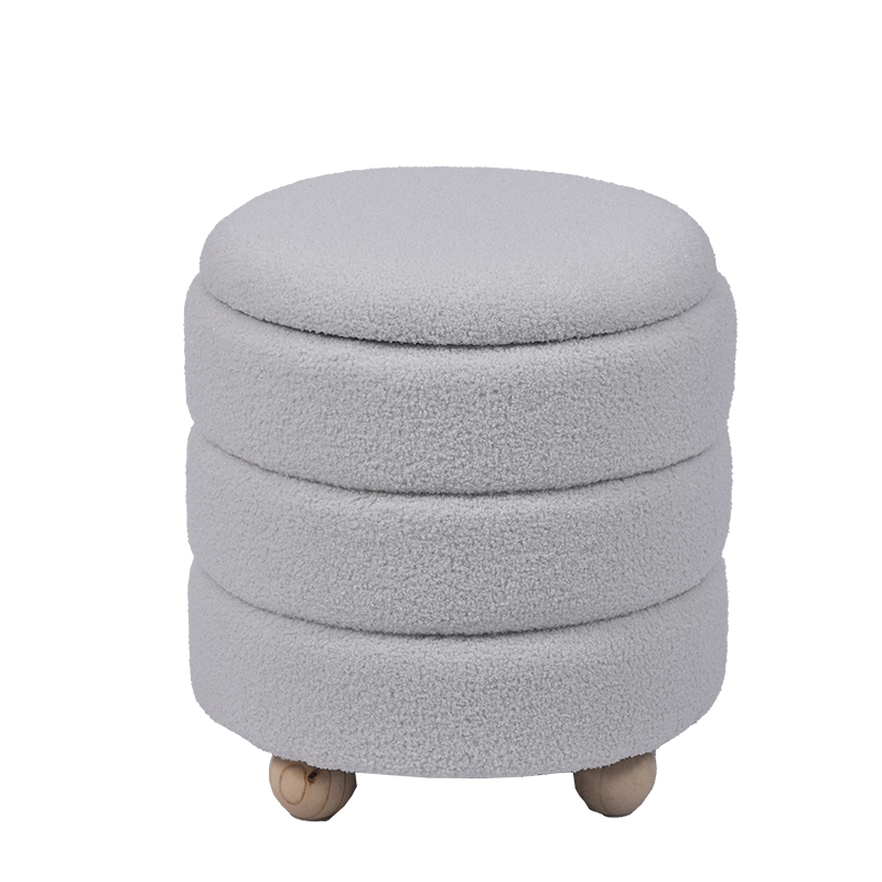 Modern Storage Ottoman – 16.5", Light Brown Fabric