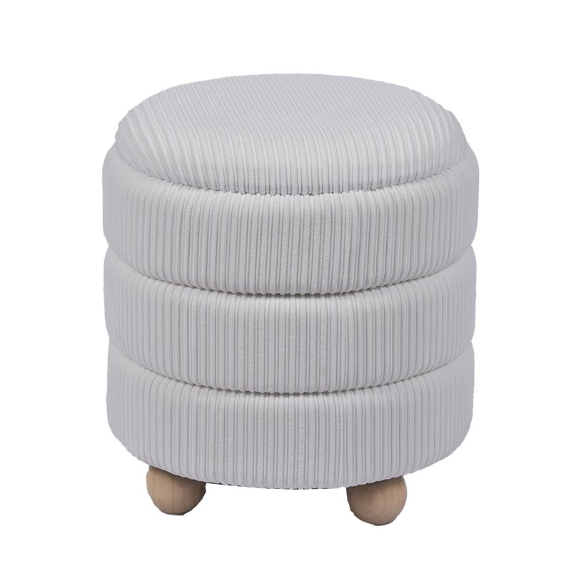 Modern Storage Ottoman – 16.5", Light Brown Fabric