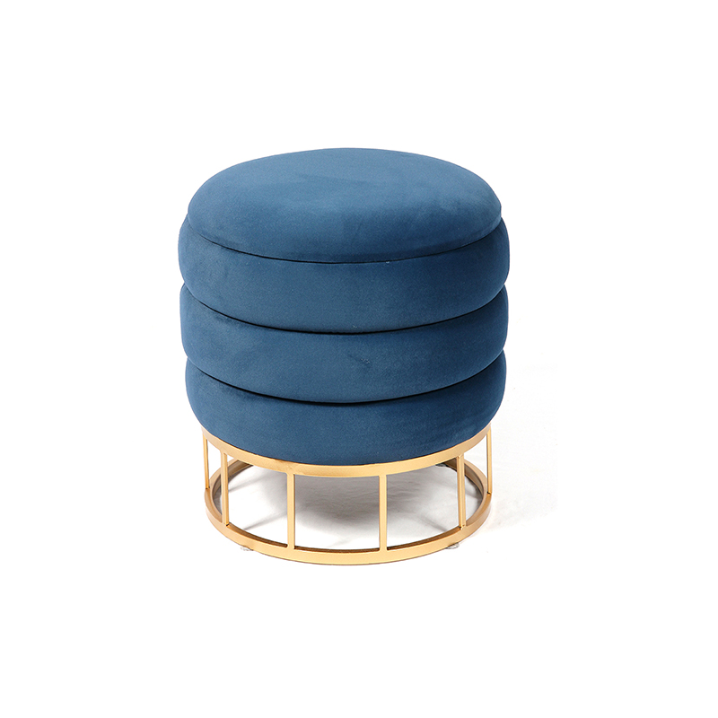 Navy Blue Ottoman With Storage- 15.2'', Metal Based