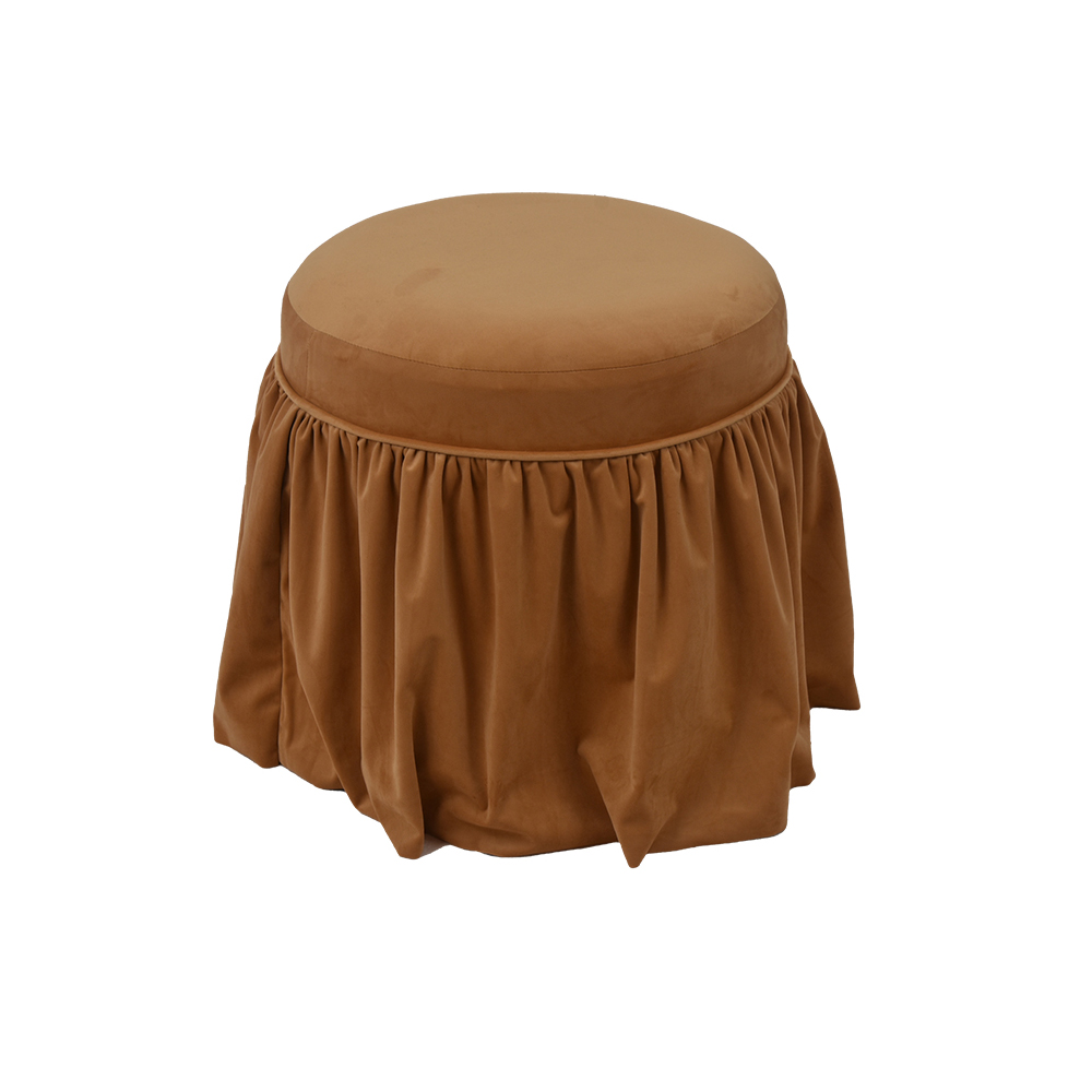 Classic Velvet Skirt Ottoman – 18", Brown Velvet