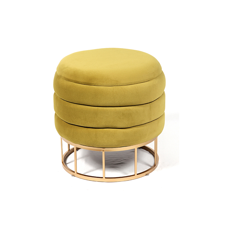 Navy Blue Ottoman With Storage - 15.2'', Metal Based