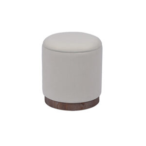 Cream Circular Storage Ottoman - 13'', Needlecord Fabric