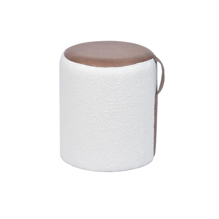 15.7'' Fabric Footrest - Mixed Lether and Teddy Fabric