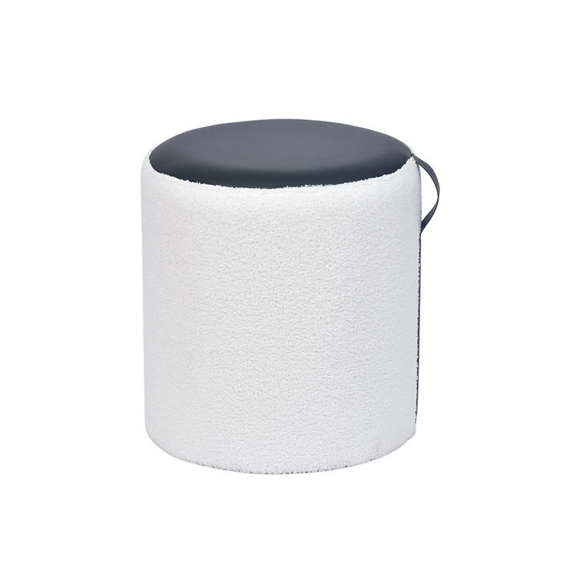 15.7'' Fabric Footrest - Mixed Lether and Teddy Fabric