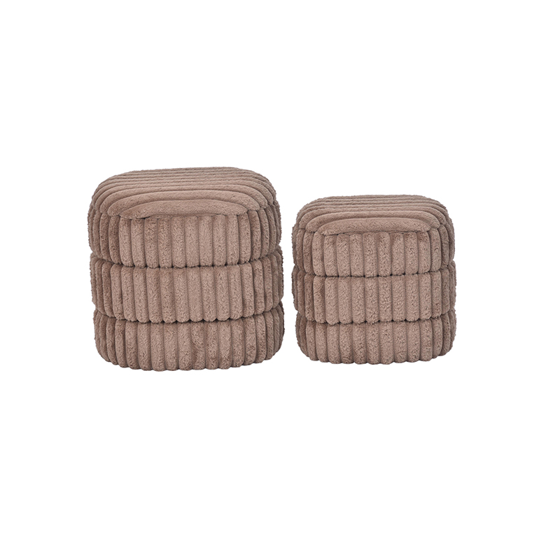 Nested Ottoman set of 2 Oversized Corduroy Fabric