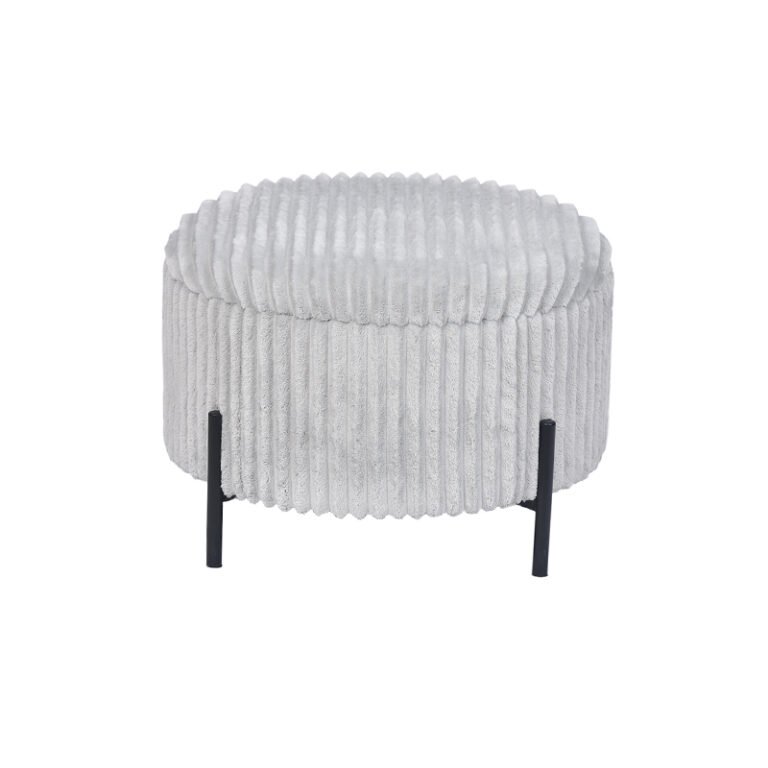 Metal Storage Ottoman with Channel Upholstery – Soft & Modern Footrest - 22''