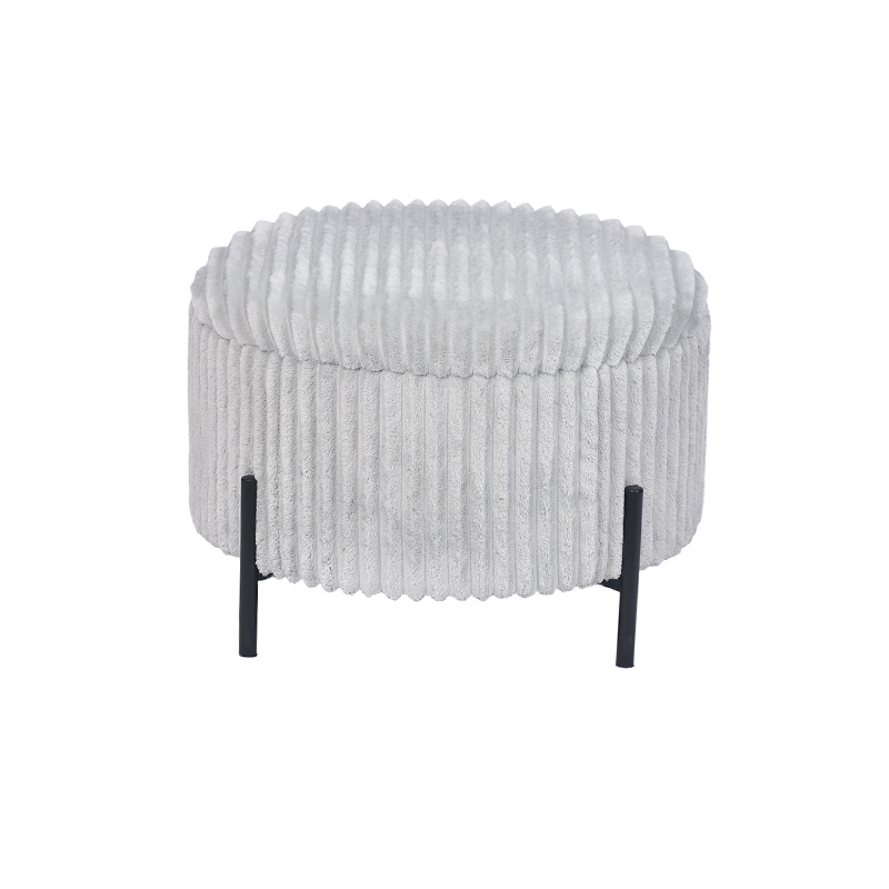 Pouf de rangement en métal avec rembourrage Channel - Repose-pieds souple et moderne - 22''.