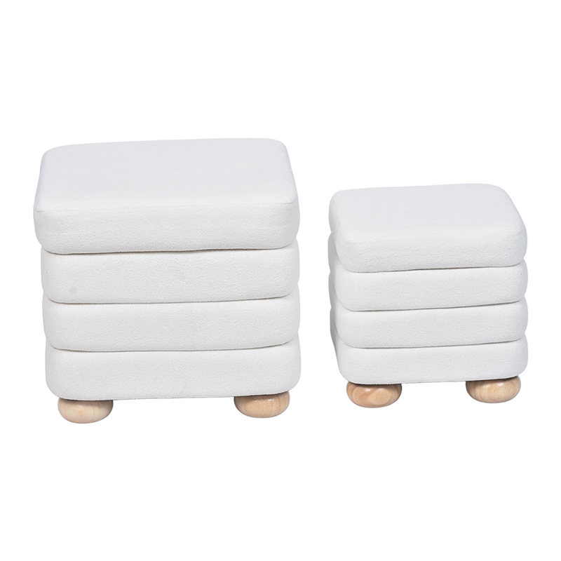 Square Storage Ottoman for Toys- 17.3'', Set of 2, With Wooden Ball Legs