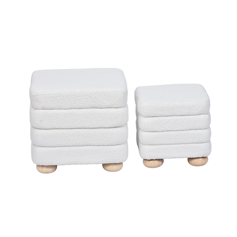 Square Storage Ottoman for Toys- 17.3'', Set of 2, With Wooden Ball Legs