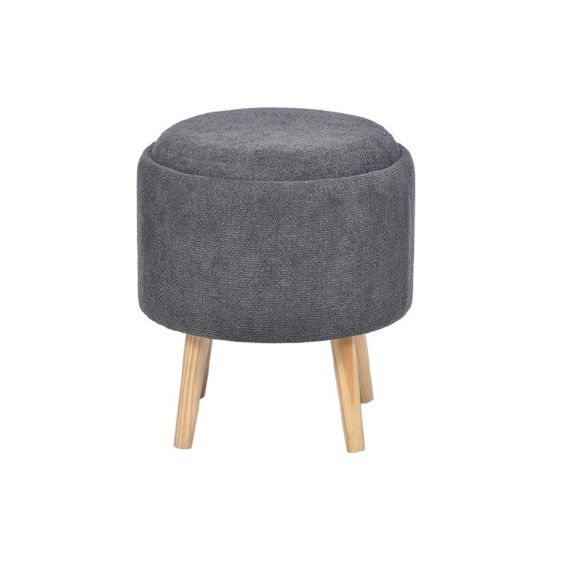 Round Ottoman Table - 15.7'', Soft White Velvet