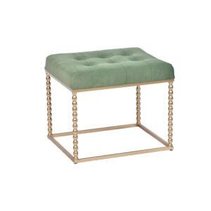 Vanity Stool With Metal Frame, Light Green
