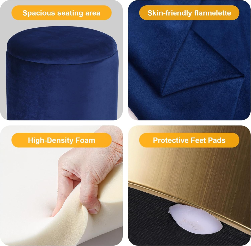 Nesting Ottoman Round Velvet Set of 2