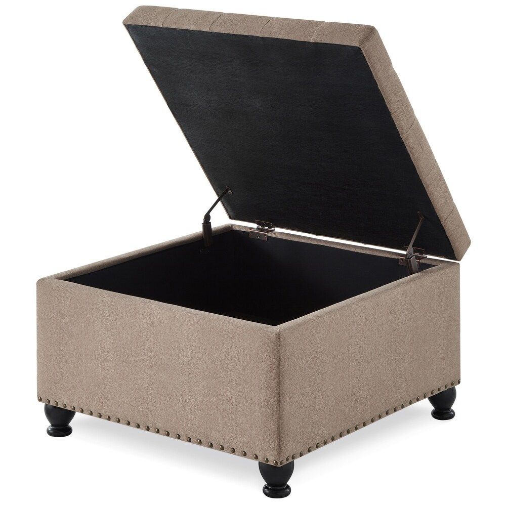 Ottoman Coffee Table w/ Storage – 31.5", Dark Gray Fabric