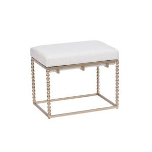 Minimalist 24'' Long Ottoman Bench – Plush White Teddy Boucle Upholstery