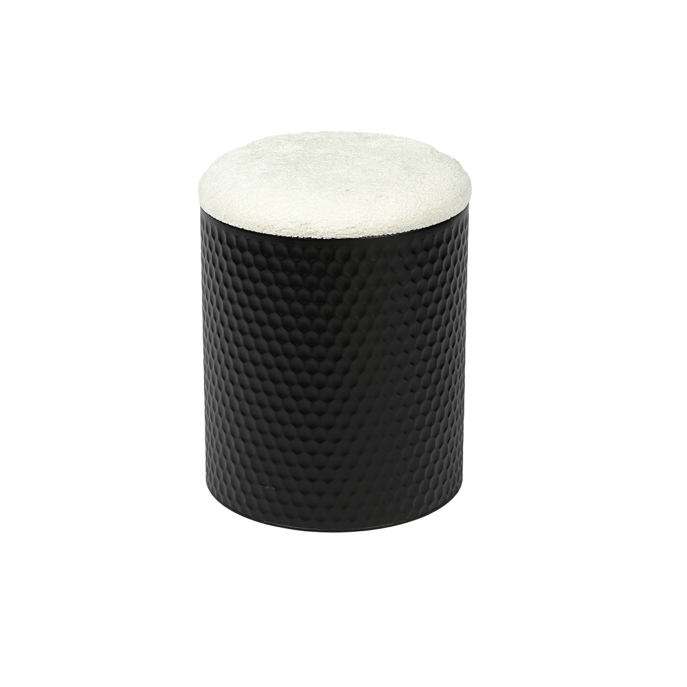 Tin Box Ottoman – 12.2", Brass-Colored, with Hidden Storage