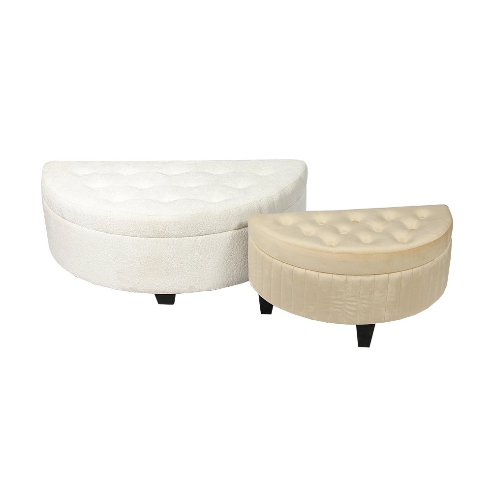 Semicircle Bench for Bedroom with Storage- 48'', Set of 2, With Plastic Legs