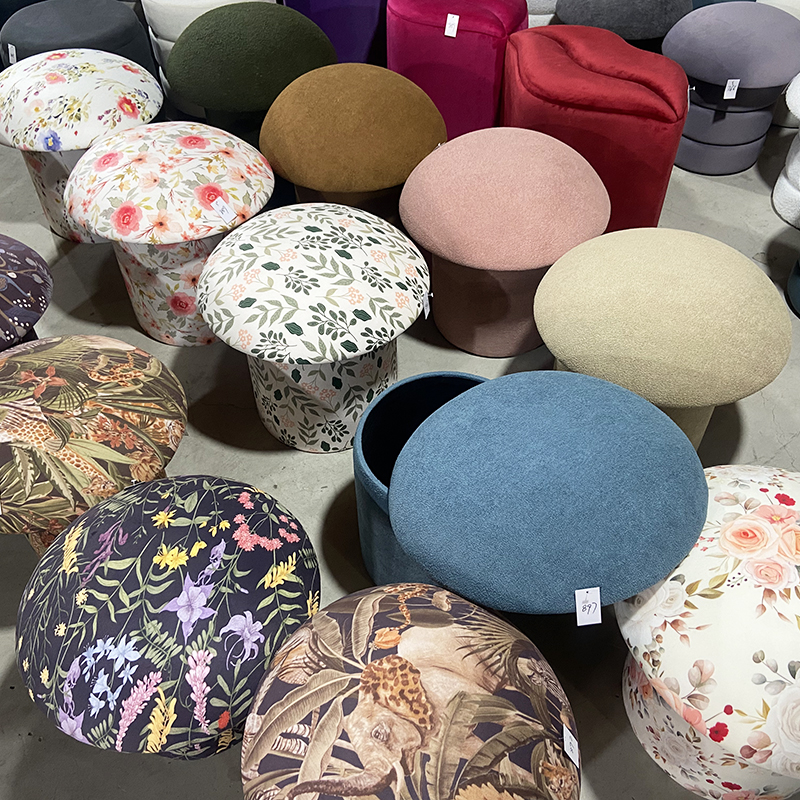 17.7" Mushroom Stool in Coral Pink