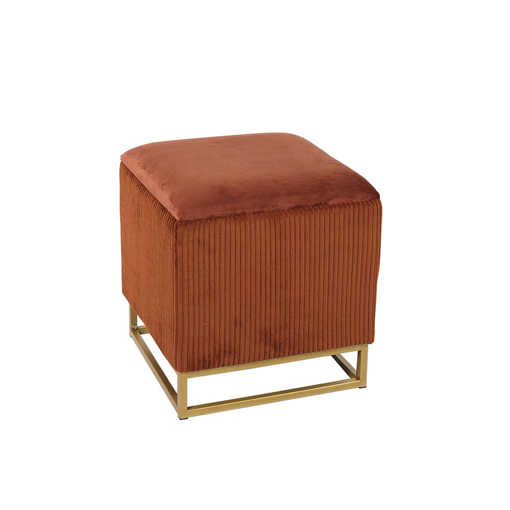 Zebra Print Accent Stool with Sturdy Gold Frame - 15.7'', Space-Saving Design