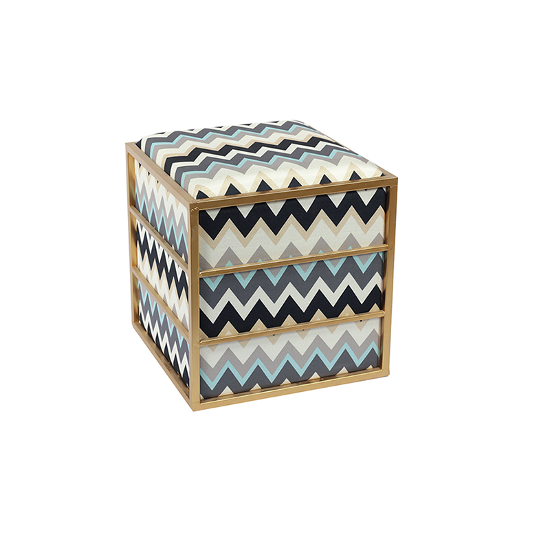 15.7'' Foot Stool with Storage – Gold Iron Frame & Stylish Design