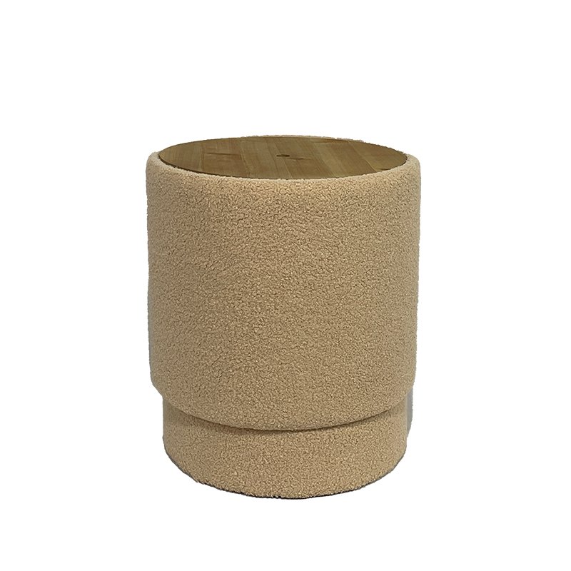 Tray Top Ottoman - 15.4'', Light Brown Fabric
