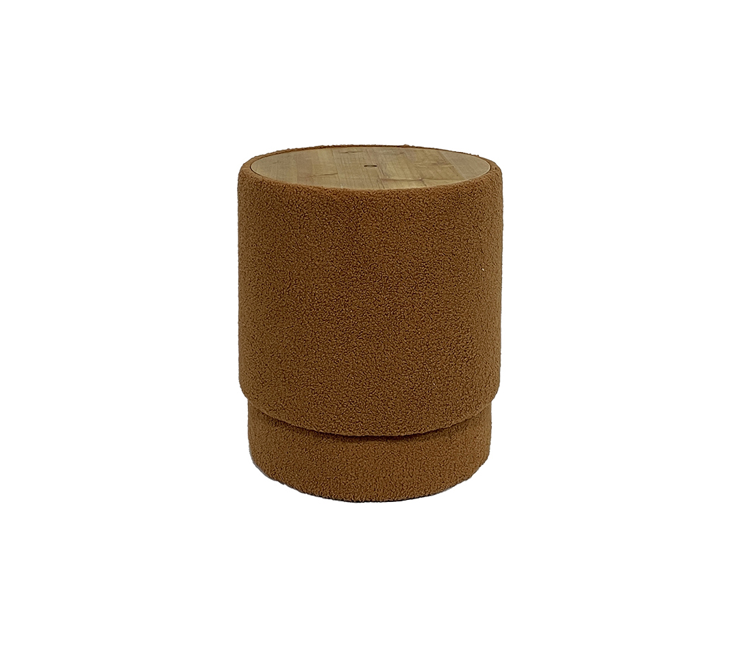 Removable Tray Ottoman - 15.4'', Velvet Teddy Fabric