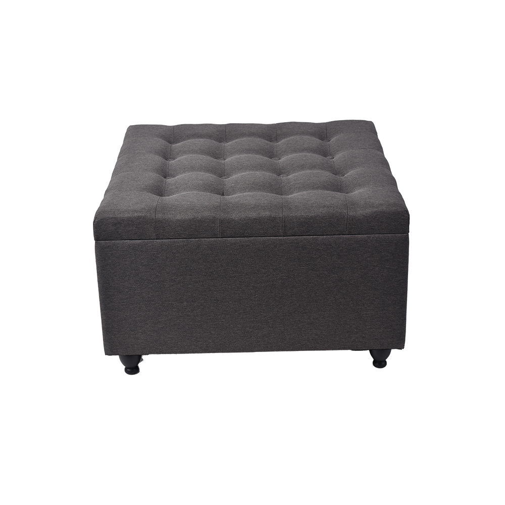 Ottoman Coffee Table w/ Storage – 31.5", Dark Gray Fabric