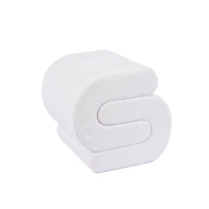 18'' S-shape Ottoman in White Sherpa