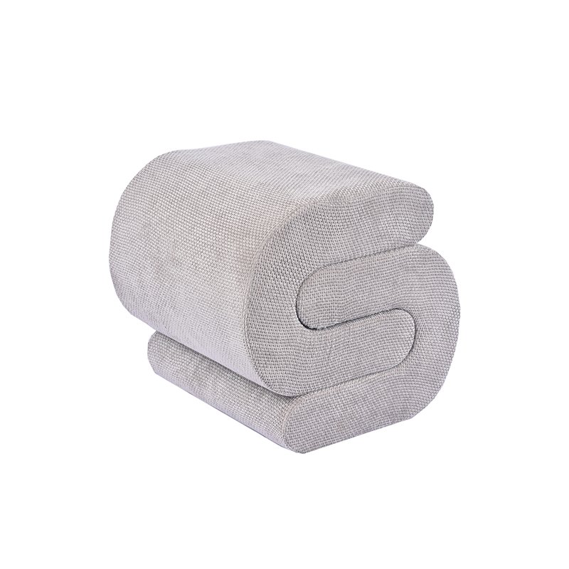 18'' S-shape Ottoman in White Sherpa