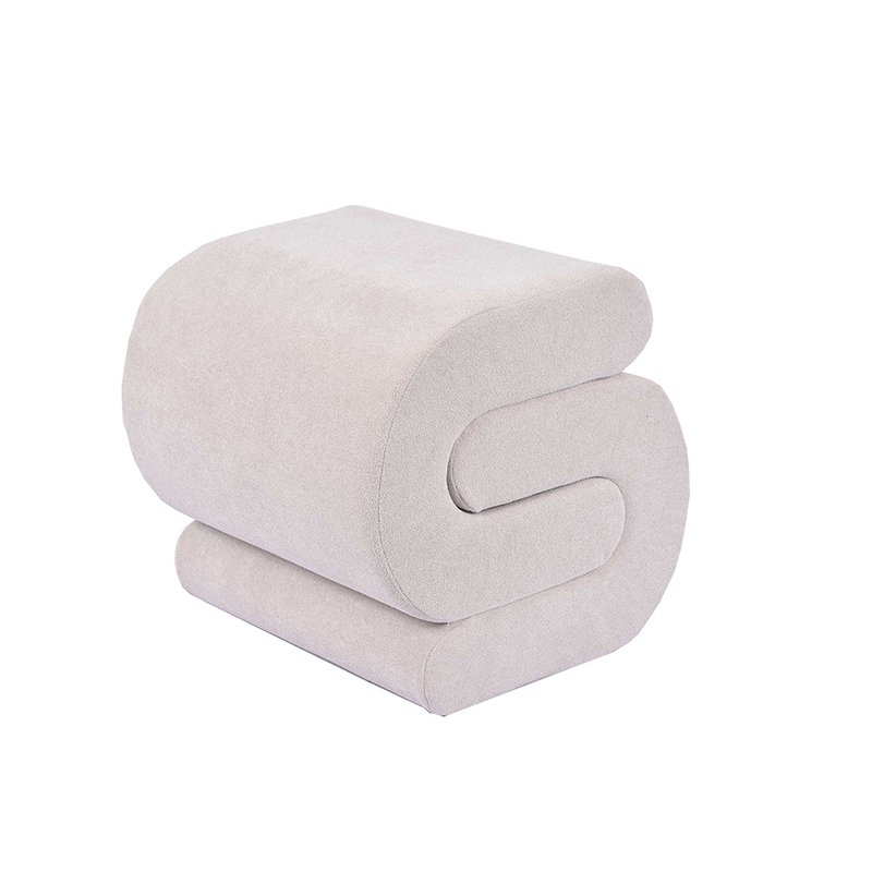 18'' S-shape Ottoman in White Sherpa